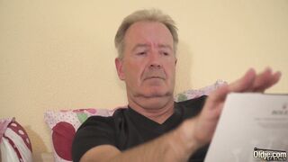 Big cock grandpa fucks tiny pussy teen girlfriend open mouth cumshot