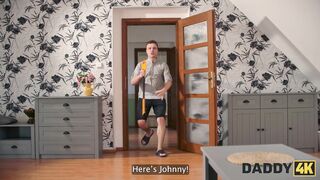 DADDY4K. Daddy's stepson is dating a hot girl with big tits, so Daddy fucked her