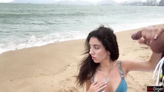 Babe Can I Cum On Your Tits? - Public Cock Flashing On The Beach