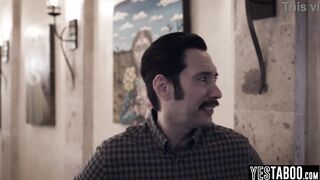 Big tits teen babysitter threesome with curvy MILF and her hubby