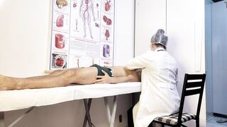 Patient Can't Hold It and Gets Hard in Front of Nurse During Exam