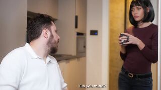 Secretary MariMoore deep-throats a cock and has rough sex with her boss while his wife is in the next room