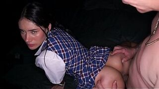 DILF man fills college girl's pussy with semen - Hardcore sex between DILF & College Girl
